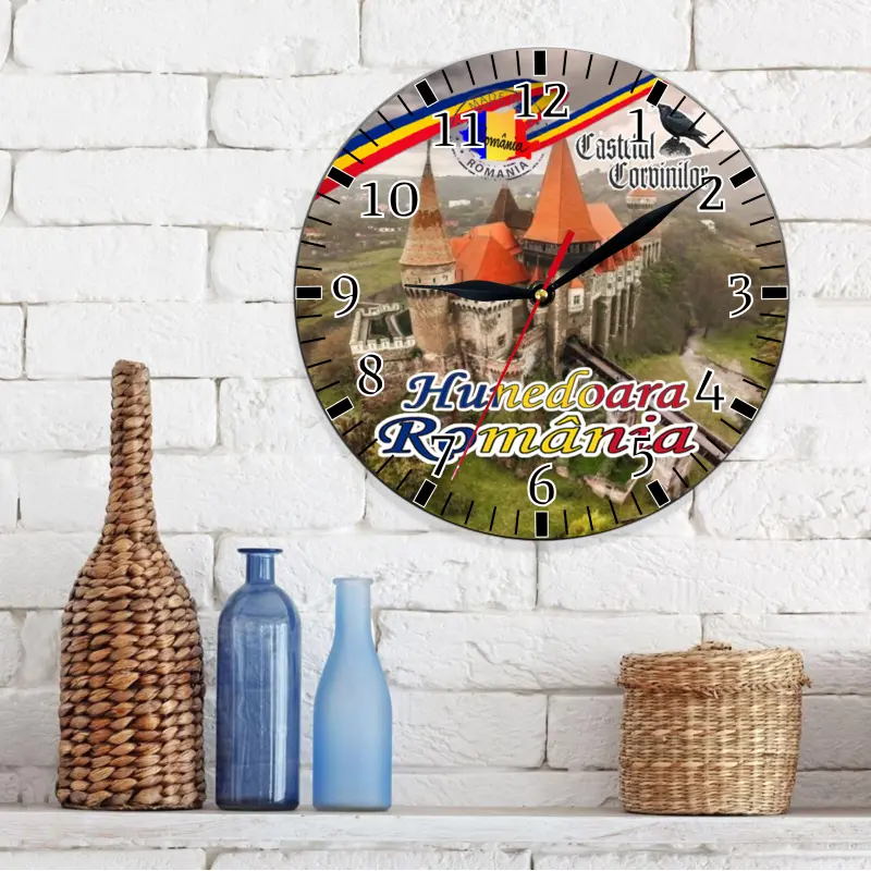Castelul corvinilor hunedoara, ceas lemn de perete, model 40